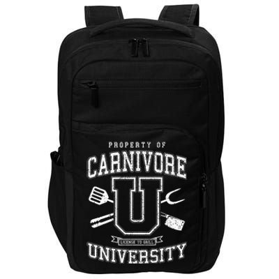 Carnivore University License To Grill Vintage Bbq Varsity Funny Gift Impact Tech Backpack