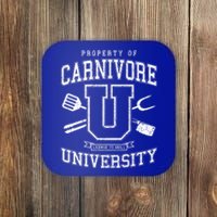 Carnivore University License To Grill Vintage Bbq Varsity Funny Gift Coaster