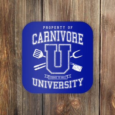 Carnivore University License To Grill Vintage Bbq Varsity Funny Gift Coaster