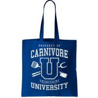 Carnivore University License To Grill Vintage Bbq Varsity Funny Gift Tote Bag