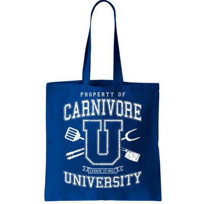 Carnivore University License To Grill Vintage Bbq Varsity Funny Gift Tote Bag