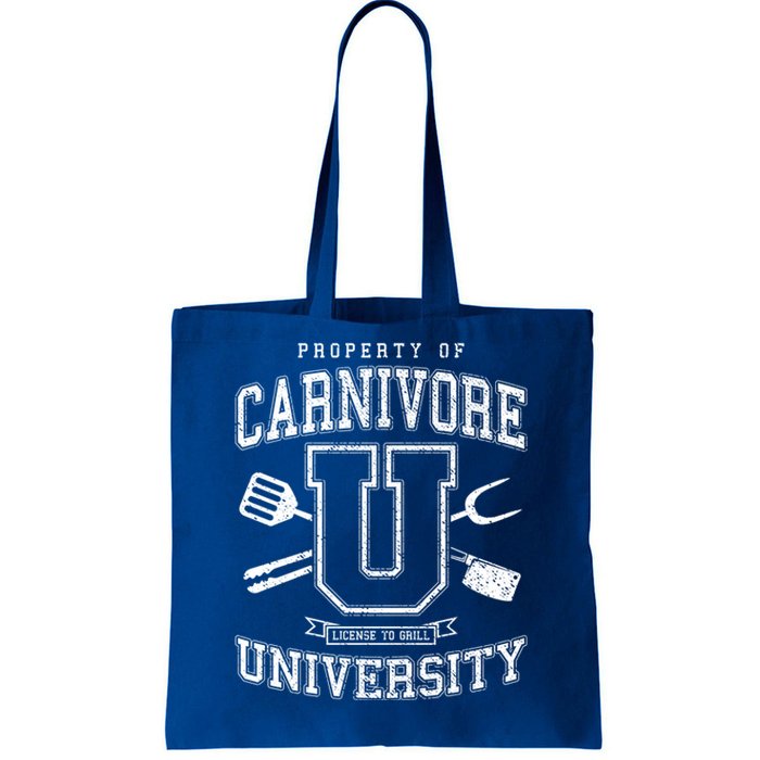 Carnivore University License To Grill Vintage Bbq Varsity Funny Gift Tote Bag