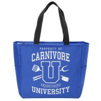 Carnivore University License To Grill Vintage Bbq Varsity Funny Gift Zip Tote Bag