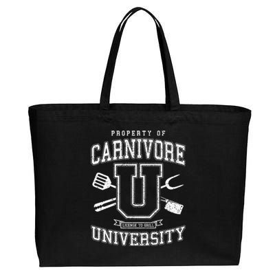 Carnivore University License To Grill Vintage Bbq Varsity Funny Gift Cotton Canvas Jumbo Tote