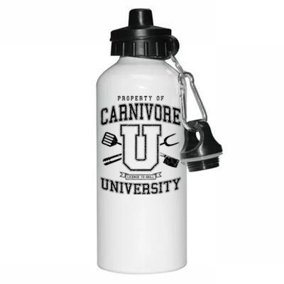 Carnivore University License To Grill Vintage Bbq Varsity Funny Gift Aluminum Water Bottle