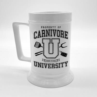 Carnivore University License To Grill Vintage Bbq Varsity Funny Gift Beer Stein