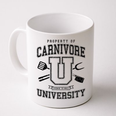 Carnivore University License To Grill Vintage Bbq Varsity Funny Gift Coffee Mug