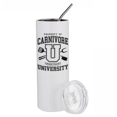 Carnivore University License To Grill Vintage Bbq Varsity Funny Gift Stainless Steel Tumbler