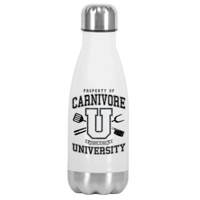 Carnivore University License To Grill Vintage Bbq Varsity Funny Gift Stainless Steel Insulated Water Bottle