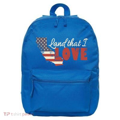 California Usa Land That I Love Patriotic July 4th Gift 16 in Basic Backpack
