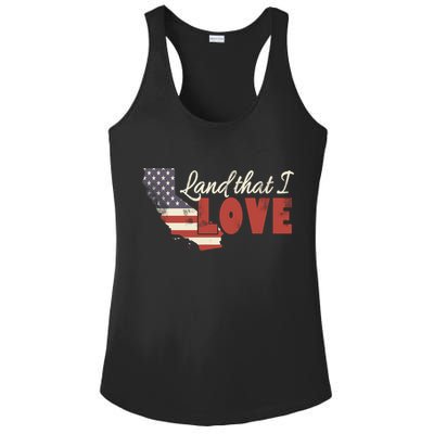 California Usa Land That I Love Patriotic July 4th Gift Ladies PosiCharge Competitor Racerback Tank