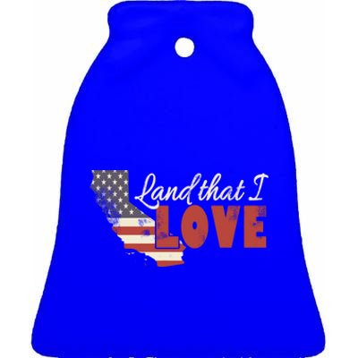 California Usa Land That I Love Patriotic July 4th Gift Ceramic Bell Ornament