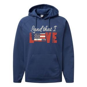 Colorado Usa Land That I Love Patriotic Gift Performance Fleece Hoodie