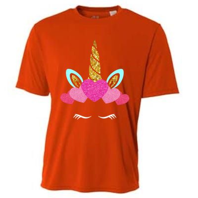 Cute Unicorn Lover With Hearts Crown Valentines Day Cute Gift Cooling Performance Crew T-Shirt