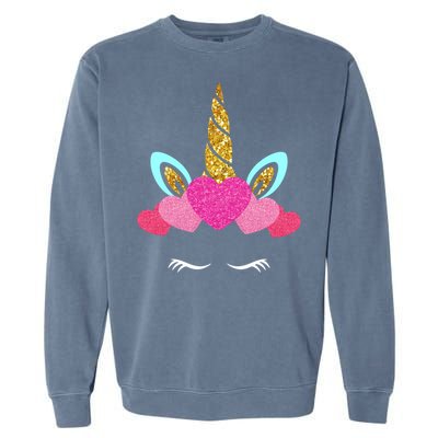 Cute Unicorn Lover With Hearts Crown Valentines Day Cute Gift Garment-Dyed Sweatshirt