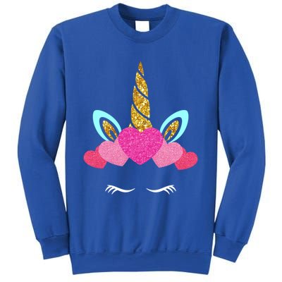 Cute Unicorn Lover With Hearts Crown Valentines Day Cute Gift Sweatshirt