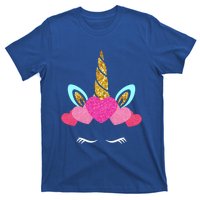 Cute Unicorn Lover With Hearts Crown Valentines Day Cute Gift T-Shirt