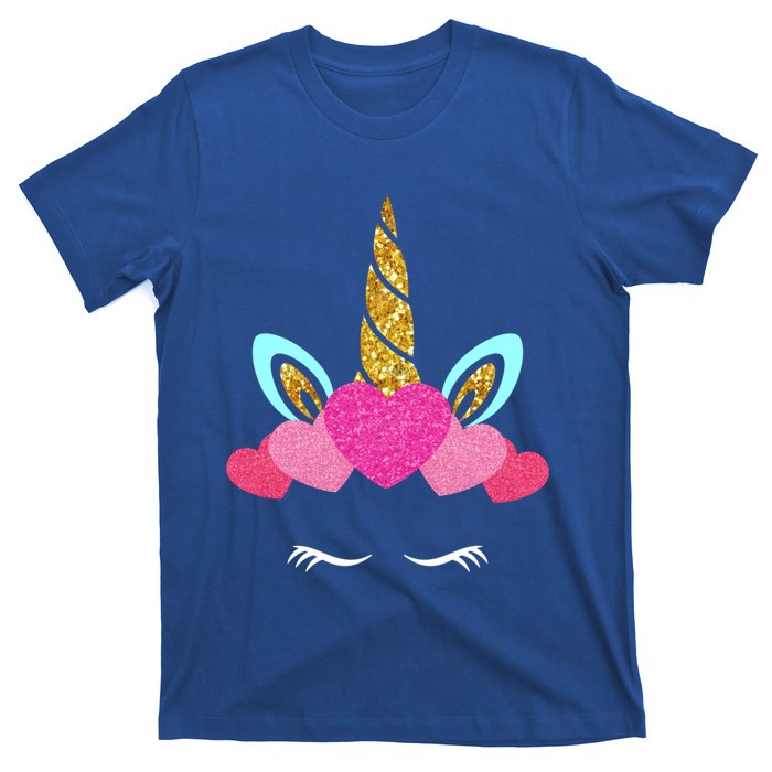 Cute Unicorn Lover With Hearts Crown Valentines Day Cute Gift T-Shirt