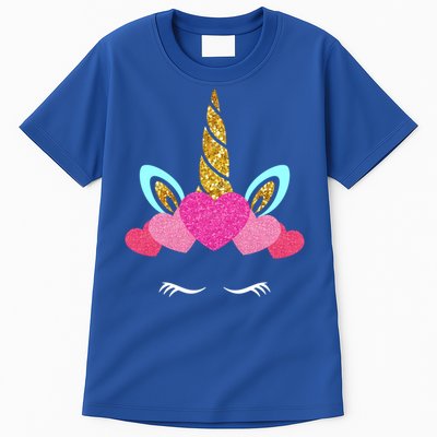 Cute Unicorn Lover With Hearts Crown Valentines Day Cute Gift Tall T-Shirt