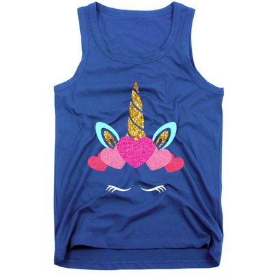 Cute Unicorn Lover With Hearts Crown Valentines Day Cute Gift Tank Top