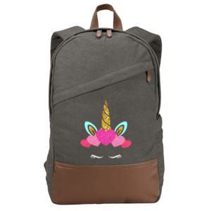 Cute Unicorn Lover With Hearts Crown Valentines Day Cute Gift Cotton Canvas Backpack