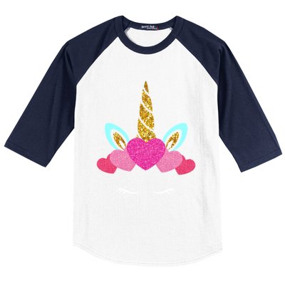 Cute Unicorn Lover With Hearts Crown Valentines Day Cute Gift Baseball Sleeve Shirt