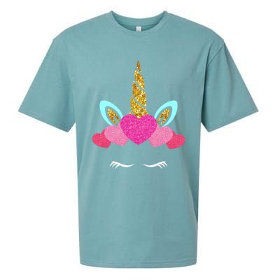 Cute Unicorn Lover With Hearts Crown Valentines Day Cute Gift Sueded Cloud Jersey T-Shirt