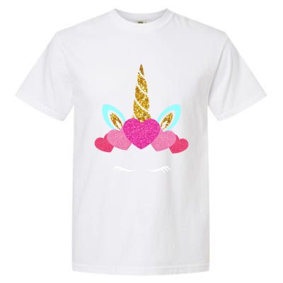 Cute Unicorn Lover With Hearts Crown Valentines Day Cute Gift Garment-Dyed Heavyweight T-Shirt