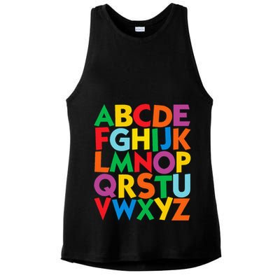 Colorful Uppercase Letters Alphabet Learn Abcs Ladies PosiCharge Tri-Blend Wicking Tank