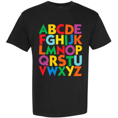 Colorful Uppercase Letters Alphabet Learn Abcs Garment-Dyed Heavyweight T-Shirt