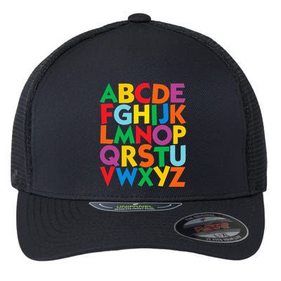 Colorful Uppercase Letters Alphabet Learn Abcs Flexfit Unipanel Trucker Cap