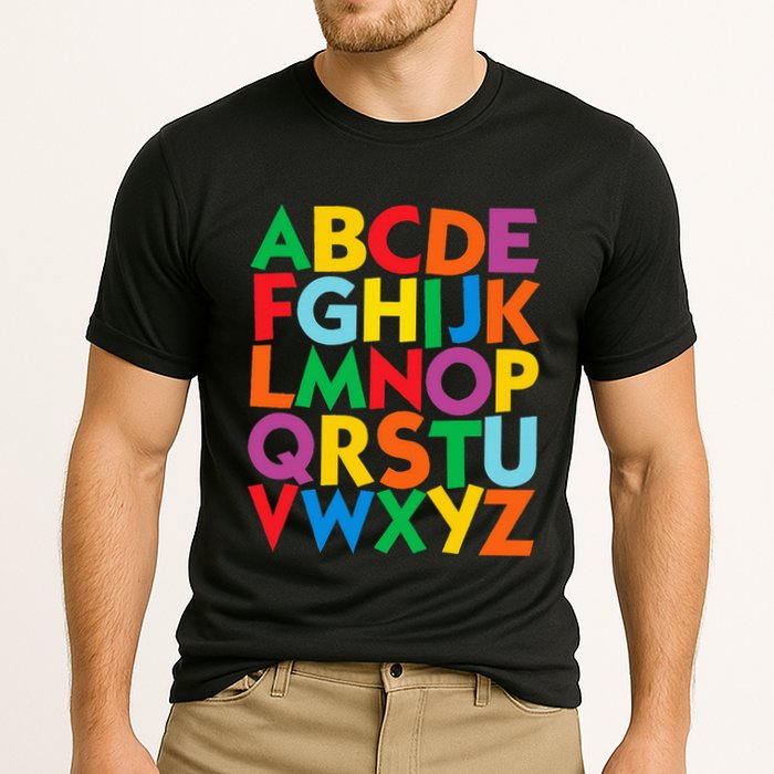 Colorful Uppercase Letters Alphabet Learn Abcs Performance Shirt