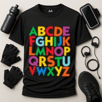 Colorful Uppercase Letters Alphabet Learn Abcs Performance Shirt