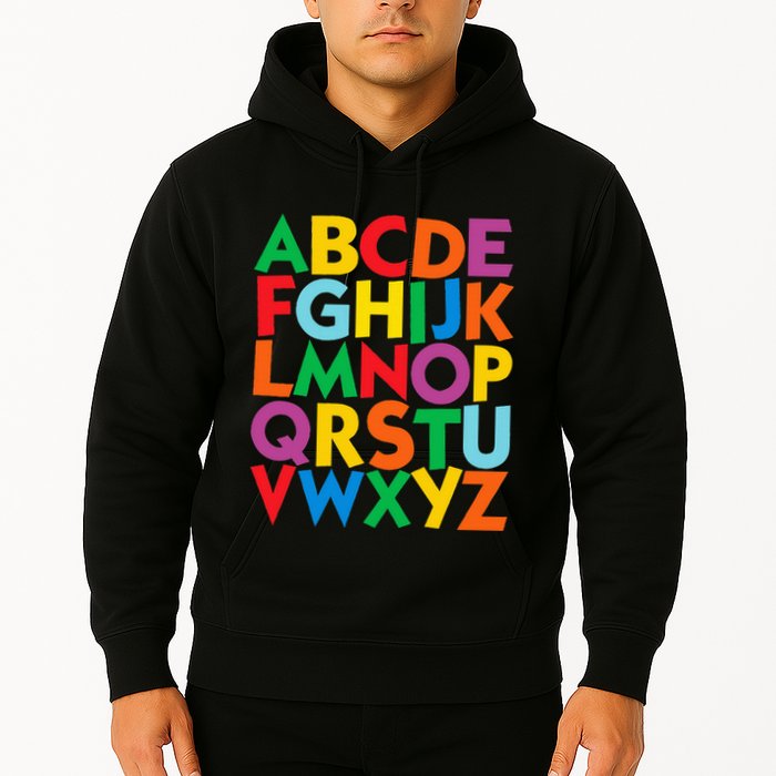 Colorful Uppercase Letters Alphabet Learn Abcs Hoodie