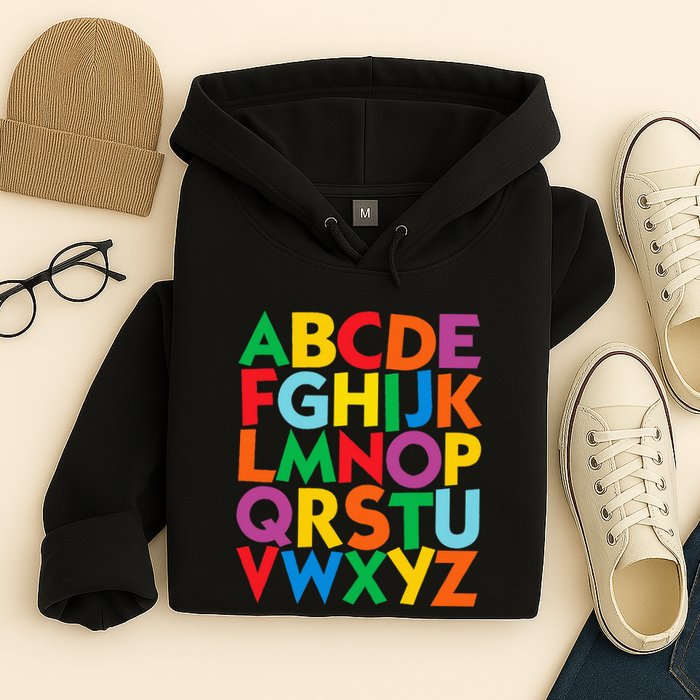 Colorful Uppercase Letters Alphabet Learn Abcs Hoodie