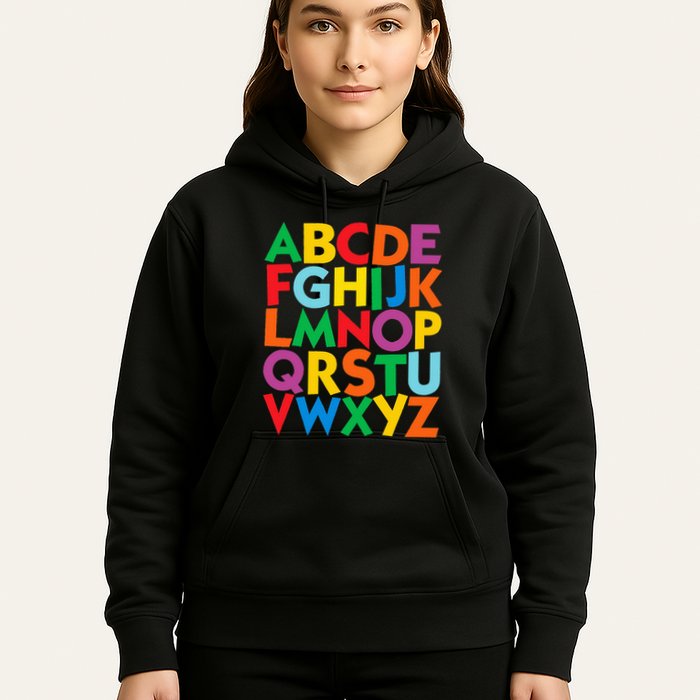 Colorful Uppercase Letters Alphabet Learn Abcs Hoodie