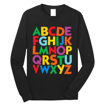 Colorful Uppercase Letters Alphabet Learn Abcs Long Sleeve Shirt