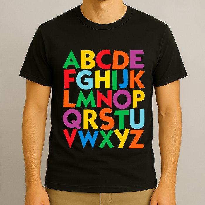 Colorful Uppercase Letters Alphabet Learn Abcs T-Shirt
