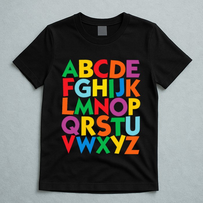 Colorful Uppercase Letters Alphabet Learn Abcs T-Shirt