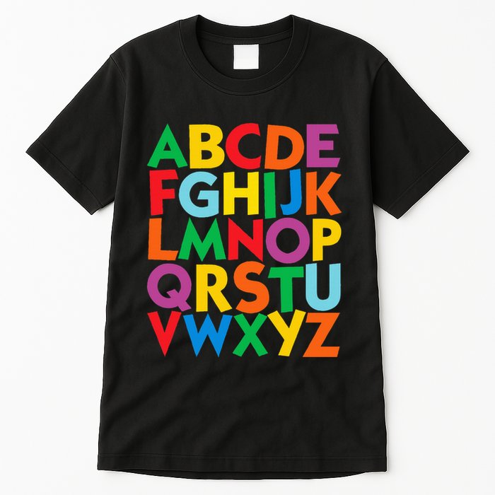 Colorful Uppercase Letters Alphabet Learn Abcs Tall T-Shirt