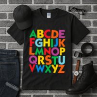 Colorful Uppercase Letters Alphabet Learn Abcs Tall T-Shirt