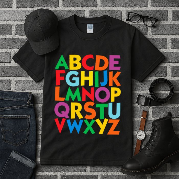 Colorful Uppercase Letters Alphabet Learn Abcs Tall T-Shirt