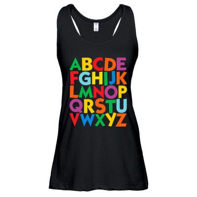 Colorful Uppercase Letters Alphabet Learn Abcs Ladies Essential Flowy Tank