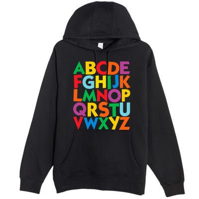 Colorful Uppercase Letters Alphabet Learn Abcs Premium Pullover Hoodie