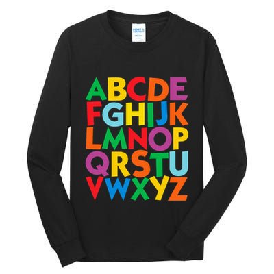 Colorful Uppercase Letters Alphabet Learn Abcs Tall Long Sleeve T-Shirt