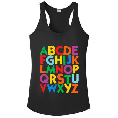 Colorful Uppercase Letters Alphabet Learn Abcs Ladies PosiCharge Competitor Racerback Tank