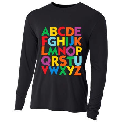 Colorful Uppercase Letters Alphabet Learn Abcs Cooling Performance Long Sleeve Crew