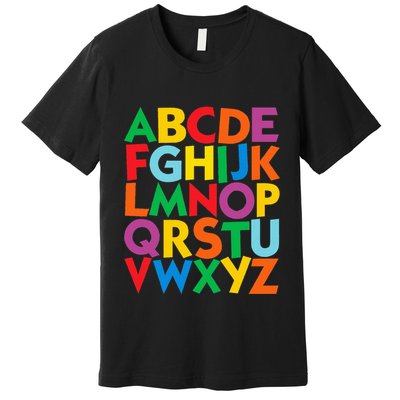 Colorful Uppercase Letters Alphabet Learn Abcs Premium T-Shirt