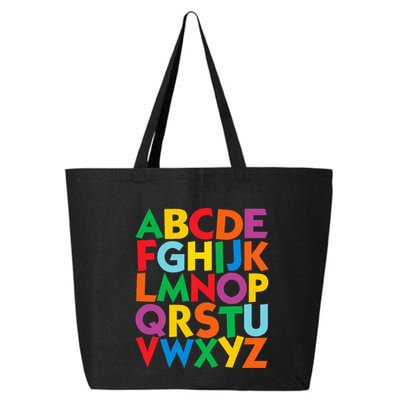 Colorful Uppercase Letters Alphabet Learn Abcs 25L Jumbo Tote