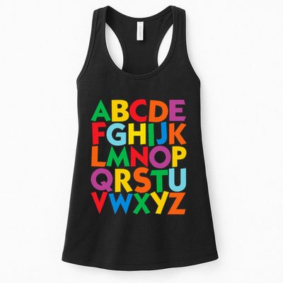 Colorful Uppercase Letters Alphabet Learn Abcs Womens Tank Top